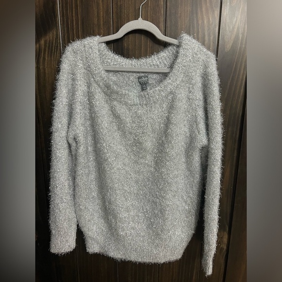 NWT-New York & Company SOHO Silver Sparkly Eyelash Sweater- Size: Medium - Picture 15 of 15